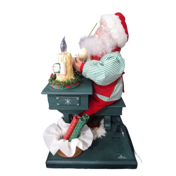 Vintage Animated Santa Painting Doll Light Up Candle Music Box Works GUC - Picture 3 of 16